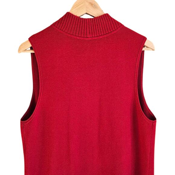 Chico's Long Red Open Front Vest Pockets Knit Women's Size 1 (Medium) - Picture 7 of 8